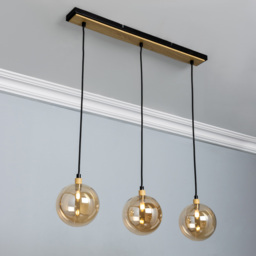 Melior Industrial 3 Light Ceiling Diner Pendant - Black - thumbnail 2