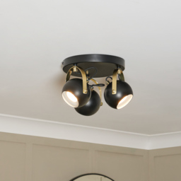 Eyeball 3 Light Adjustable Ceiling Spotlight Plate - Black & Brass - thumbnail 5