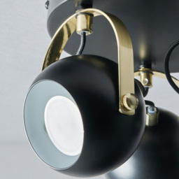 Eyeball 3 Light Adjustable Ceiling Spotlight Plate - Black & Brass - thumbnail 4
