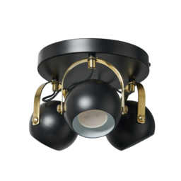 Eyeball 3 Light Adjustable Ceiling Spotlight Plate - Black & Brass