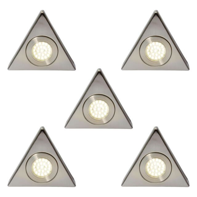 Pack of 5 Scott Triangular Warm White LED Under Kitchen Cabinet Light - Satin Nickel - image 1