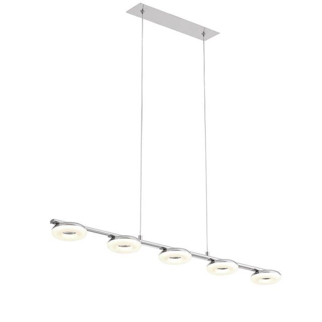 Halo LED 5 Light Acrylic Disc Diner Ceiling Pendant - Chrome - image 1