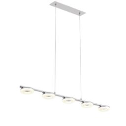 Halo LED 5 Light Acrylic Disc Diner Ceiling Pendant - Chrome - thumbnail 1