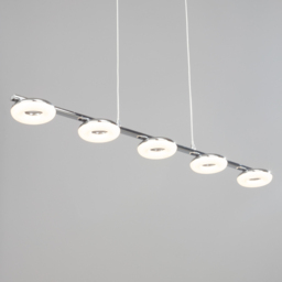 Halo LED 5 Light Acrylic Disc Diner Ceiling Pendant - Chrome - thumbnail 2