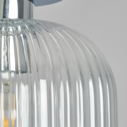 Karson Ribbed Glass Bathroom Flush Ceiling Light - Chrome - thumbnail 4