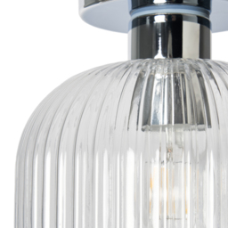 Karson Ribbed Glass Bathroom Flush Ceiling Light - Chrome - thumbnail 7