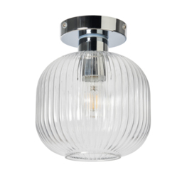 Karson Ribbed Glass Bathroom Flush Ceiling Light - Chrome - thumbnail 6
