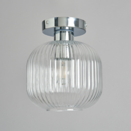 Karson Ribbed Glass Bathroom Flush Ceiling Light - Chrome - thumbnail 3