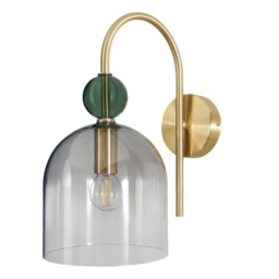 Visconte Vietri 1 Light Wall Light with Glass Shade - Satin Brass - thumbnail 8
