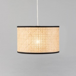 Grace Rattan Easy to Fit Cylinder Lamp Shade - Natural - thumbnail 2