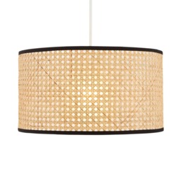 Grace Rattan Easy to Fit Cylinder Lamp Shade - Natural - thumbnail 1