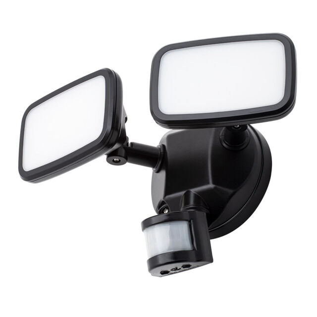 Alma Twin 20 Watt LED Outdoor Flood Light with PIR Sensor - Black - image 1