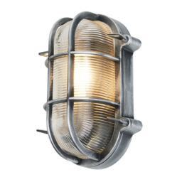 Remy 1 Light Outdoor Caged Oval Bulkhead Wall Light - Silver