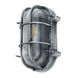 Remy 1 Light Outdoor Caged Oval Bulkhead Wall Light - Silver - thumbnail 5