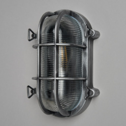 Remy 1 Light Outdoor Caged Oval Bulkhead Wall Light - Silver - thumbnail 3