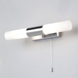 Elena Glass Bathroom Wall Light 2 Light Pull Cord Switch - Chrome - thumbnail 2
