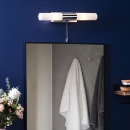 Elena Glass Bathroom Wall Light 2 Light Pull Cord Switch - Chrome - thumbnail 5