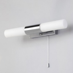 Elena Glass Bathroom Wall Light 2 Light Pull Cord Switch - Chrome - thumbnail 3