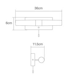 Elena Glass Bathroom Wall Light 2 Light Pull Cord Switch - Chrome - thumbnail 6