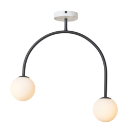 Darl 2 Light Semi Flush Ceiling Light and Floor Lamp - Black - thumbnail 6