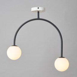 Darl 2 Light Semi Flush Ceiling Light and Floor Lamp - Black - thumbnail 7