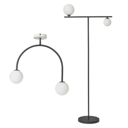 Darl 2 Light Semi Flush Ceiling Light and Floor Lamp - Black - thumbnail 1