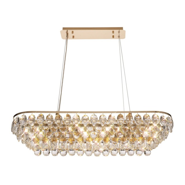 Visconte Maine 8 Light Rectangular Crystal Ceiling Pendant - Gold - image 1