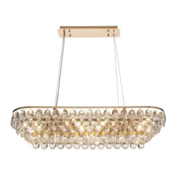 Visconte Maine 8 Light Rectangular Crystal Ceiling Pendant - Gold