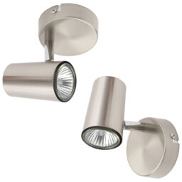 Chobham Industrial Style Single Adjustable Spotlight Wall Light - Satin Nickel - thumbnail 5