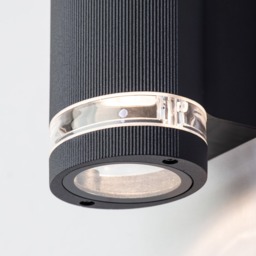 Holme 2 Light Up and Down Outdoor Cylinder Wall Light with Photocell - Black - thumbnail 4