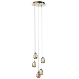 Visconte Bulla 5 Light LED Spiral Cluster Ceiling Pendant Light - Gold - thumbnail 2