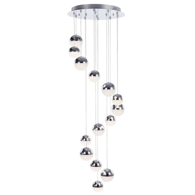 Visconte Corona 14 Light Spiral Cluster Ceiling Pendant - Chrome - image 1