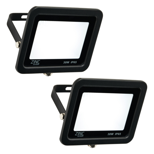 2 Pack of Mears Outdoor LED 30 Watt Slimline Wired Flood Lights - Black - image 1