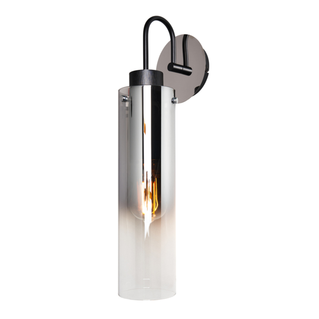 Visconte Fumo Slim 1 Light Wall Light with Smoke Glass Shade - Chrome - image 1