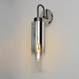 Visconte Fumo Slim 1 Light Wall Light with Smoke Glass Shade - Chrome - thumbnail 2