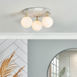 Alanis 3 Light Bathroom Flush Ceiling Light - Marble - thumbnail 5