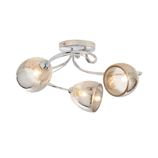 Brent 3 Light Semi Flush Swirl Ceiling Light - Silver - image 1