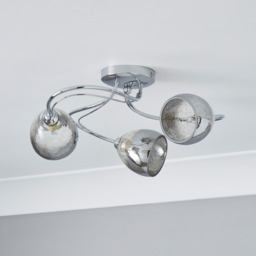 Brent 3 Light Semi Flush Swirl Ceiling Light - Silver - thumbnail 3