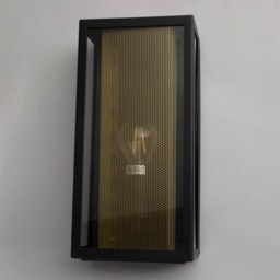 Merlin Outdoor Box Lantern Wall Light with Brass Mesh Insert - Black - thumbnail 3