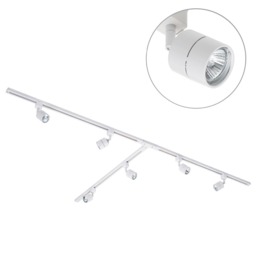 3 metre T Shape Track Light Kit with 6 Soho Heads and LED Bulbs - White