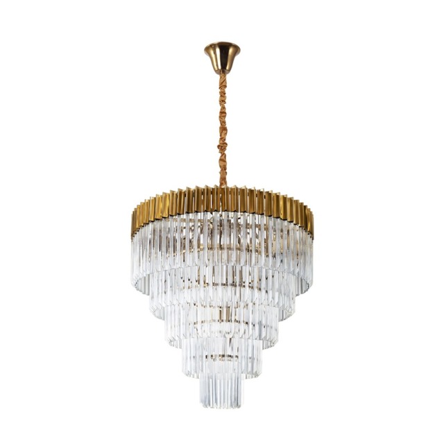 Visconte Cascata 18 Light Prism Ceiling Pendant - Satin Brass - image 1
