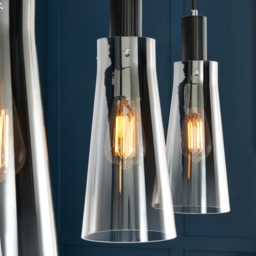 Visconte Atrani 4 Light Ceiling Diner Pendant with Ombre Shade - Black - thumbnail 8