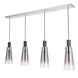 Visconte Atrani 4 Light Ceiling Diner Pendant with Ombre Shade - Black - thumbnail 9