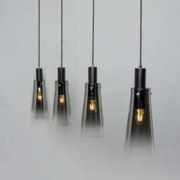 Visconte Atrani 4 Light Ceiling Diner Pendant with Ombre Shade - Black - thumbnail 2