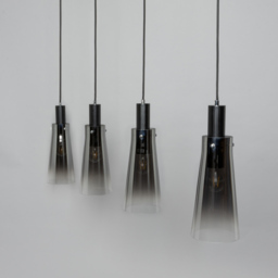 Visconte Atrani 4 Light Ceiling Diner Pendant with Ombre Shade - Black - thumbnail 3