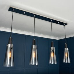 Visconte Atrani 4 Light Ceiling Diner Pendant with Ombre Shade - Black - thumbnail 6