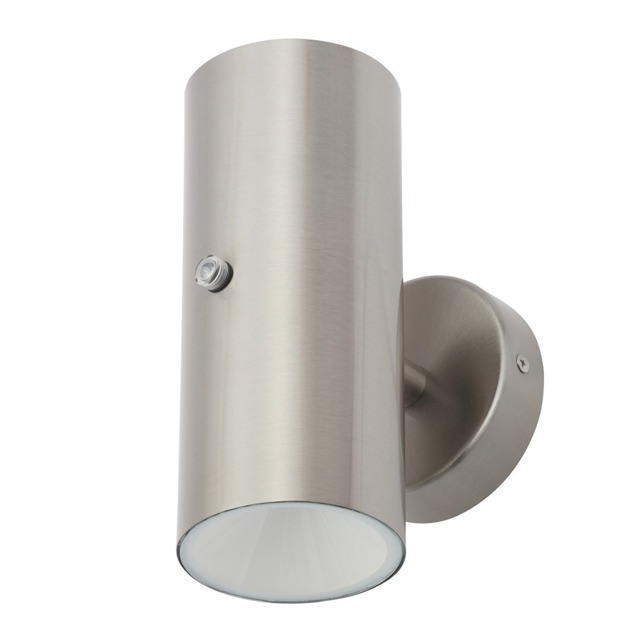 Lem Outdoor 2 Light LED Wall Light With Photocell Sensor - Stainless Steel - image 1