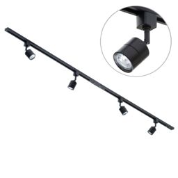 2m Track Light Kit with 4 Soho Heads and LED Bulbs - Black - thumbnail 1