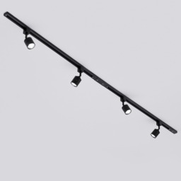 2m Track Light Kit with 4 Soho Heads and LED Bulbs - Black - thumbnail 2