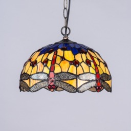 Tiffany by Tiff 1 Light 30cm Dragonfly Ceiling Pendant - Antique Brass - thumbnail 4